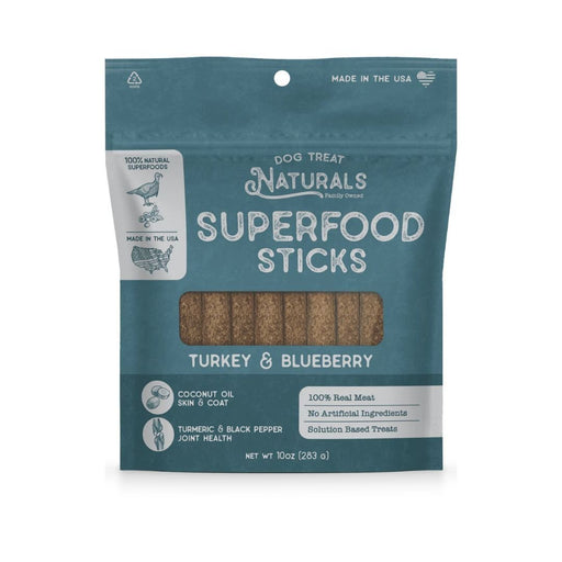 Dog Treat Naturals Dog Superfood Sticks Turkey & Blueberry 10Oz - Petsplace.store