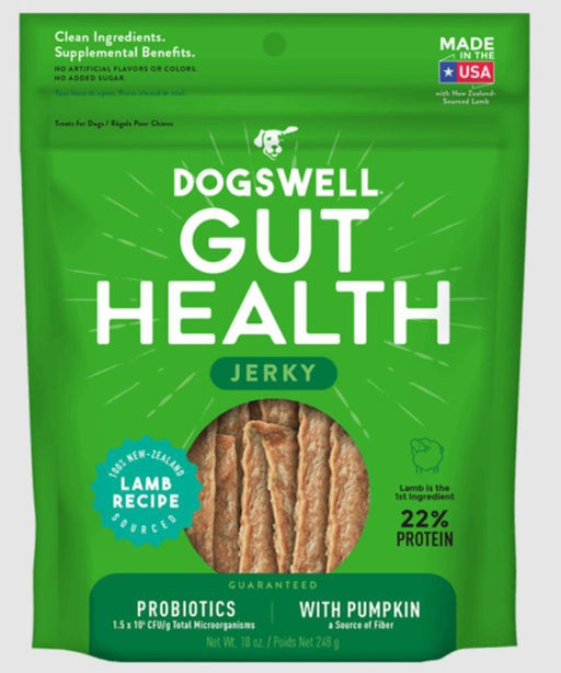 Dogswell Dog Gut Health Jerky Grain Free Lamb 10oz. - Petsplace.store