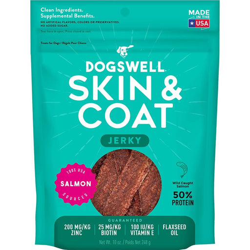 Dogswell Jerky Skin and Coat Grain - Free Salmon 10oz. - Petsplace.store