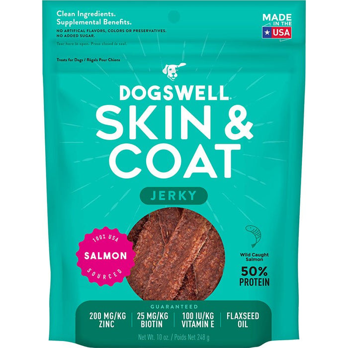 Dogswell Jerky Skin and Coat Grain - Free Salmon 10oz. - Petsplace.store