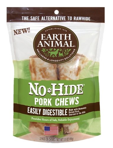 Earth Animal No Hide Pork Chews Dog Treats; 4 Inch; 2 Pack - Petsplace.store