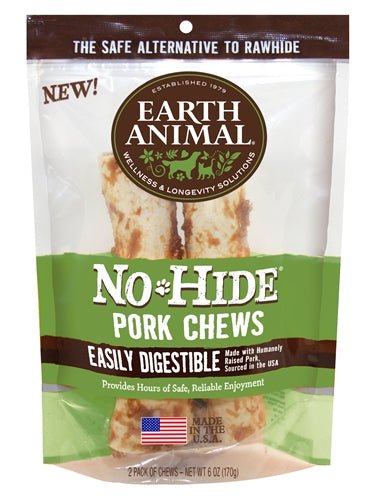 Earth Animal No Hide Pork Chews Dog Treats; 7 Inch; 2 Pack - Petsplace.store