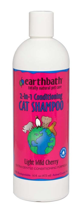 Earthbath 2 - in - 1 Conditioning Shampoo for Cats, Light Wild Cherry 1ea/16 oz - Petsplace.store