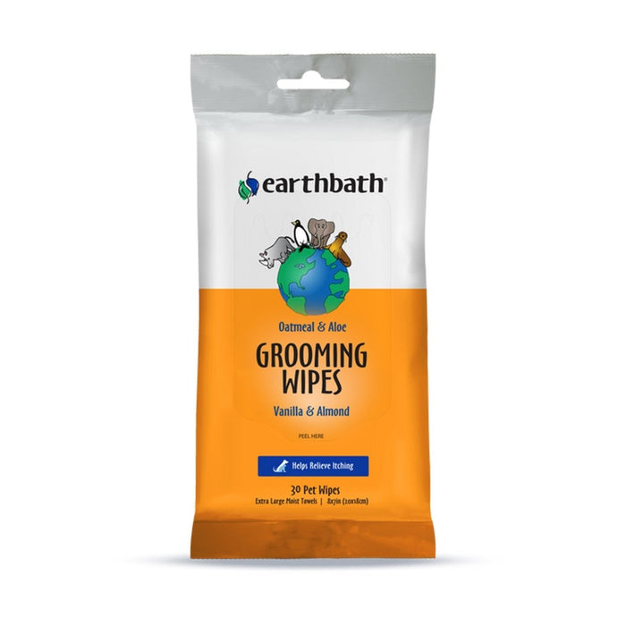 Earthbath Oatmeal & Aloe Grooming Wipes, Vanilla & Almond Soft - Sided Pouch 1ea/30 ct - Petsplace.store