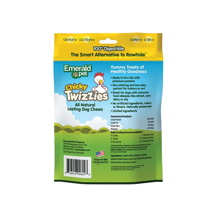 Emerald Pet Chicky Twizzies Dog Treat Chicken 1ea/6 in, 6 pk, 8 oz - Petsplace.store