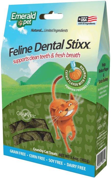 Emerald Pet Feline Dental Stixx Cat Treats Catnip 3.6oz - Petsplace.store