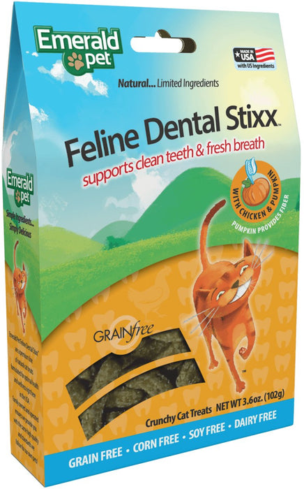 Emerald Pet Feline Dental Stixx Cat Treats Chicken 3.6oz - Petsplace.store