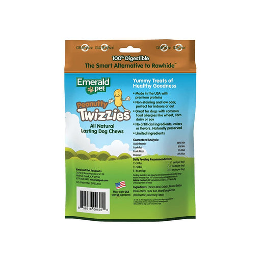 Emerald Pet Peanutty Twizzies Dog Treat Peanut Butter 1ea/6 in, 6 pk, 8 oz - Petsplace.store