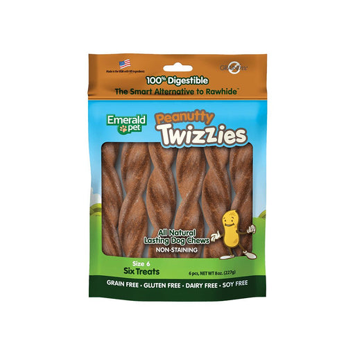 Emerald Pet Peanutty Twizzies Dog Treat Peanut Butter 1ea/6 in, 6 pk, 8 oz - Petsplace.store