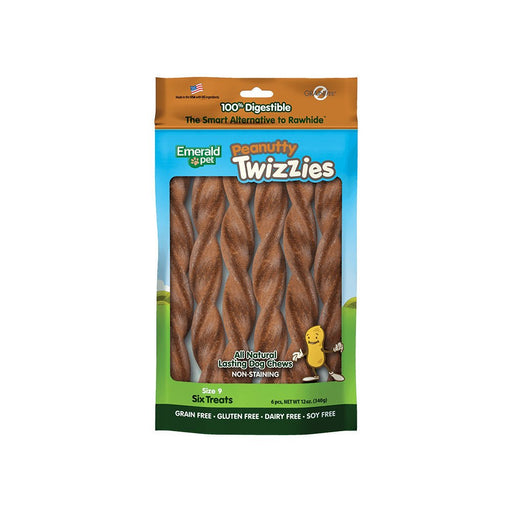 Emerald Pet Peanutty Twizzies Dog Treat Peanut Butter 1ea/9 in, 6 pk, 12 oz - Petsplace.store