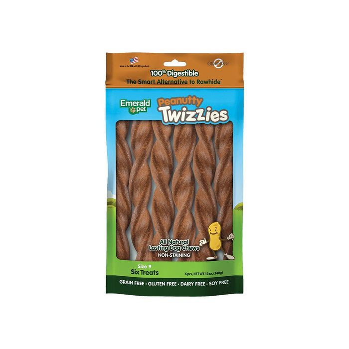 Emerald Pet Peanutty Twizzies Dog Treat Peanut Butter 1ea/9 in, 6 pk, 12 oz - Petsplace.store