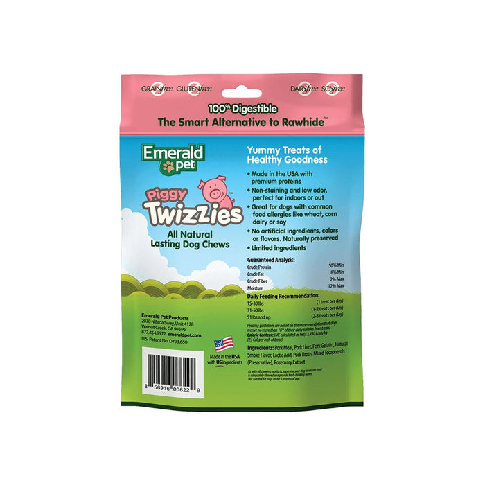 Emerald Pet Piggy Twizzies Dog Treat Pork 1ea/6 in, 6 pk, 8 oz - Petsplace.store