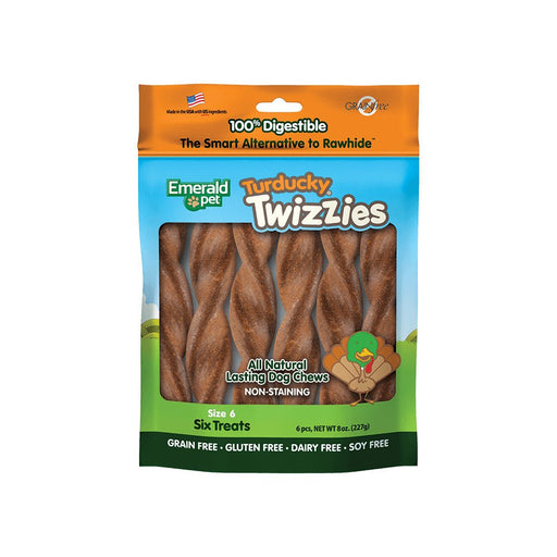 Emerald Pet Turducky Twizzies Dog Treat Turducky 1ea/6 in, 6 pk, 8 oz - Petsplace.store