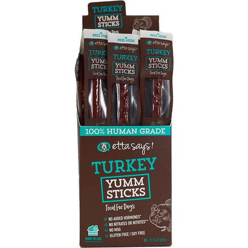 Etta Says! Turkey Yumm Sticks Dog Treat Display Box Turkey 24ea/24 ct - Petsplace.store