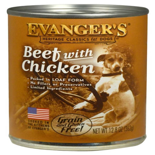 Evanger's Heritage Classic Wet Dog Food Beef w/Chicken 12.8oz. (Case of 12) - Petsplace.store