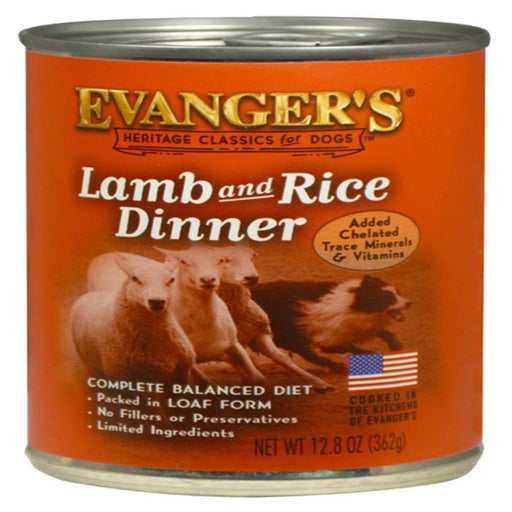 Evanger's Heritage Classic Wet Dog Food Lamb & Rice 12.8oz. (Case of 12) - Petsplace.store