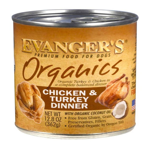 Evanger's Organics Wet Dog Food Chicken & Turkey 12.8 oz. (Case of 12) - Petsplace.store