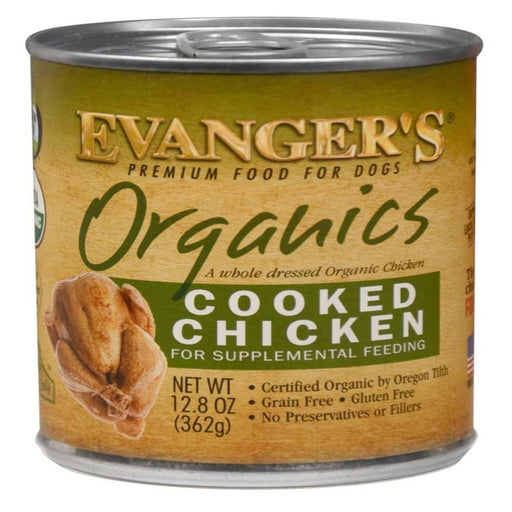 Evanger's Organics Wet Dog Food Cooked Chicken 12.8oz. (Case of 12) - Petsplace.store