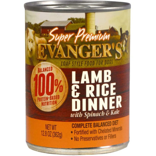 Evanger's Super Premium Wet Dog Food Lamb & Rice 12.8oz. (Case of 12) - Petsplace.store