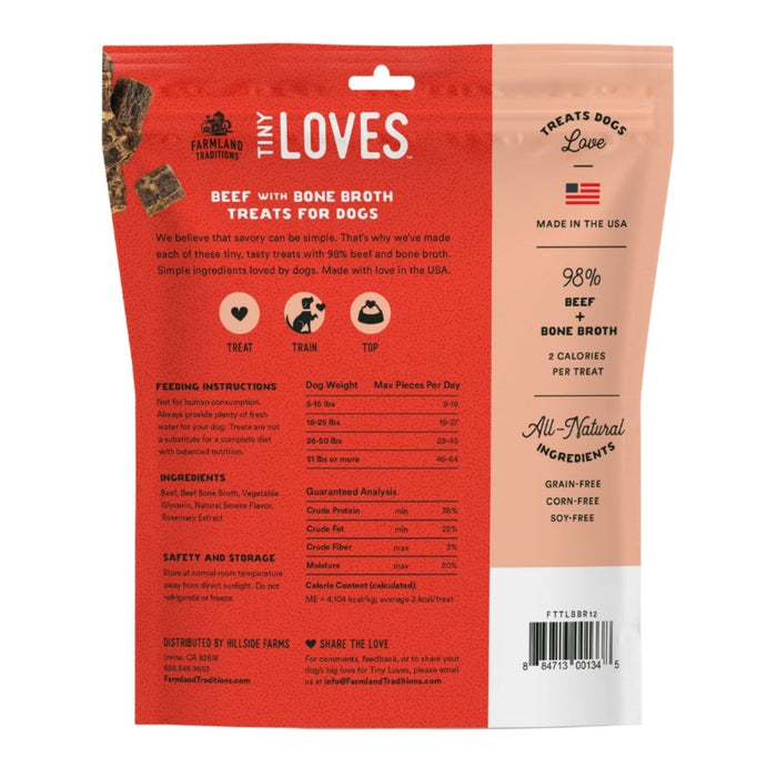 Farmland Traditions Tiny Loves Beef w/Bone Broth Dog Treats 1ea/12oz. - Petsplace.store