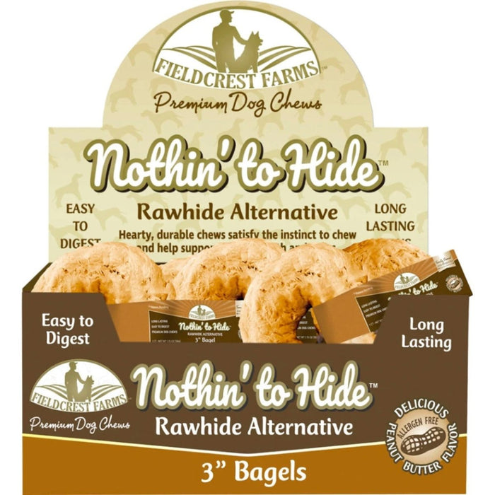 Fieldcrest Farms Nothin' to Hide Bagels Dog Treat Beef 24ea/3 in - Petsplace.store