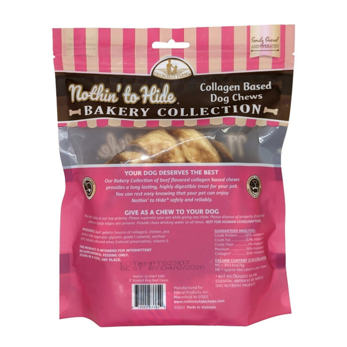 Fieldcrest Farms Nothin' To Hide Bakery Collection Dog Treat Braided Ring, Beef, 1ea/5 in - Petsplace.store