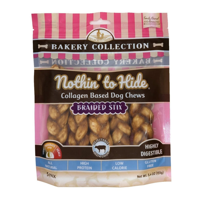 Fieldcrest Farms Nothin' To Hide Bakery Collection Dog Treat Braided Stix, Beef, 1ea/4.5 in, 5 pk - Petsplace.store