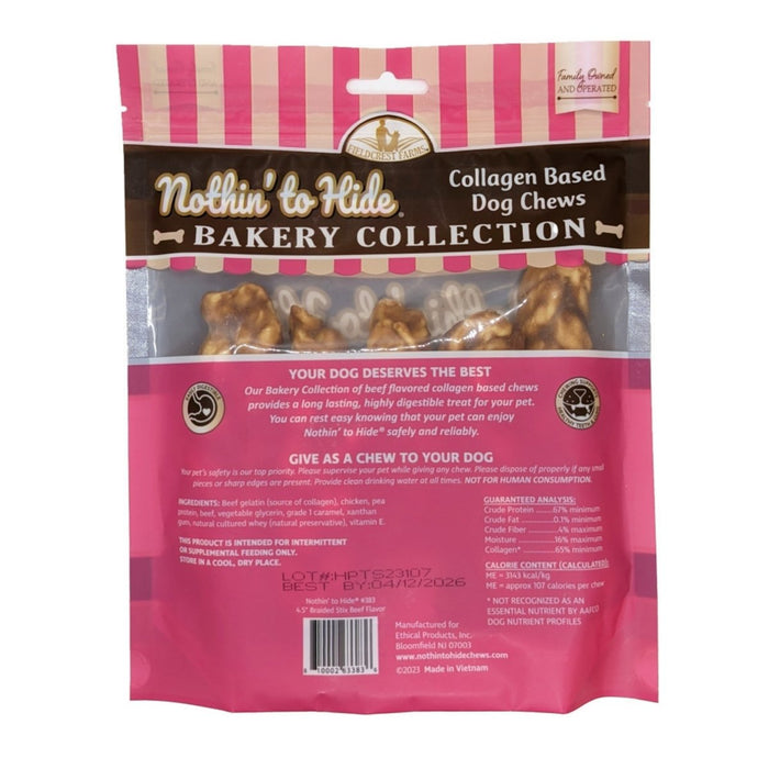 Fieldcrest Farms Nothin' To Hide Bakery Collection Dog Treat Braided Stix, Beef, 1ea/4.5 in, 5 pk - Petsplace.store