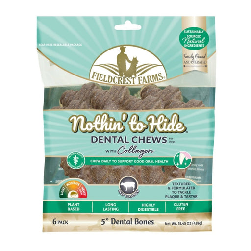 Fieldcrest Farms Nothin' to Hide Dental Bone Collagen Dog Chew Beef, 1ea/5 in, 6 pk - Petsplace.store