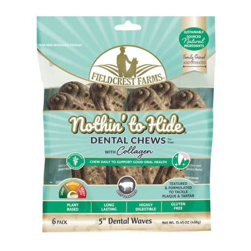 Fieldcrest Farms Nothin' to Hide Dental Wave Collagen Dog Chew Beef, 1ea/5 in, 6 pk - Petsplace.store