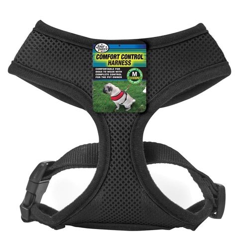 Four Paws Comfort Control Dog Harness Black 1ea/Medium - Petsplace.store