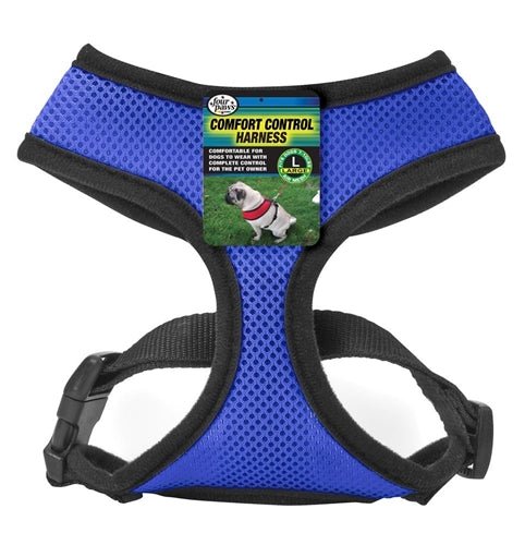 Four Paws Comfort Control Dog Harness Blue 1ea/Large - Petsplace.store