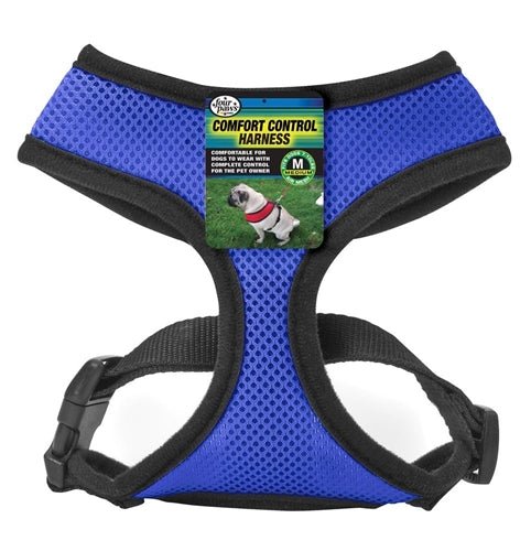 Four Paws Comfort Control Dog Harness Blue 1ea/Medium - Petsplace.store