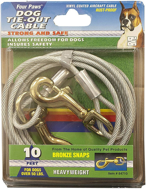 Four Paws Heavy Weight Dog Tie Out Cable Silver 1ea/10 ft - Petsplace.store