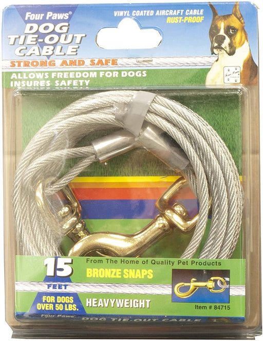 Four Paws Heavy Weight Dog Tie Out Cable Silver 1ea/15 ft - Petsplace.store