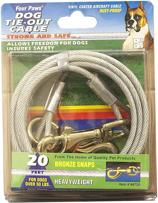 Four Paws Heavy Weight Dog Tie Out Cable Silver 1ea/20 ft - Petsplace.store