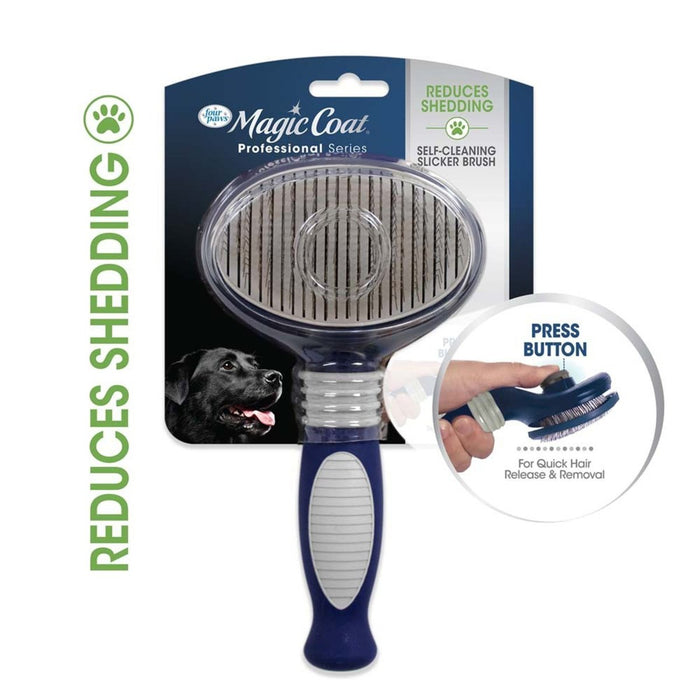 Four Paws Magic Coat Professional Series Self - Cleaning Slicker Brush Self - Cleaning Brush 1ea/One Size - Petsplace.store