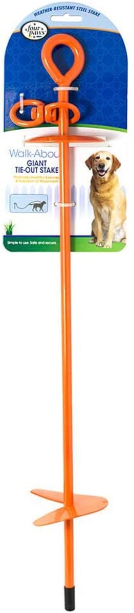 Four Paws Walk - About Dog Tie Out Stake Orange 1ea/28 in - Petsplace.store