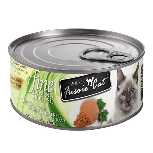 **Fussie Cat Fine Dining Mousse Chicken with Pumpkin 2.47oz. (Case of 24) - Petsplace.store