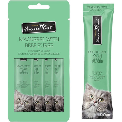 **Fussie Cat Puree Mackerel Beef 2oz/18count - Petsplace.store