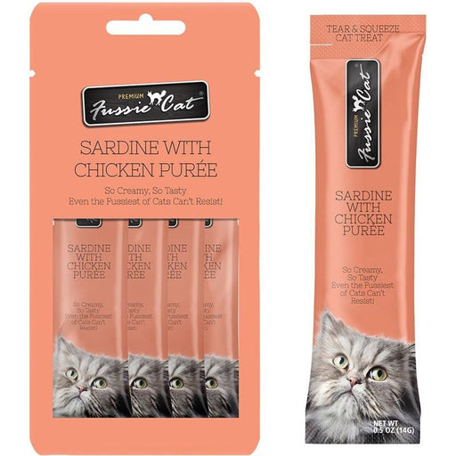 **Fussie Cat Puree Sardine Wl Chicken 2oz/18count - Petsplace.store