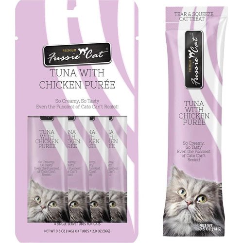 **Fussie Cat Treat Tuna With Chicken Puree 2oz/18count - Petsplace.store