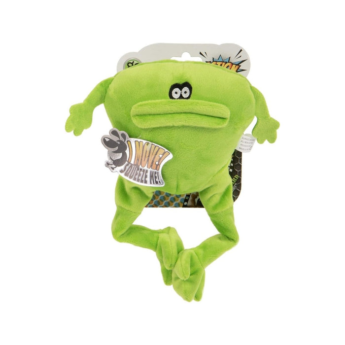 Godog Action Plush Frog Animated Squeak Dog Toy Green Large - Petsplace.store