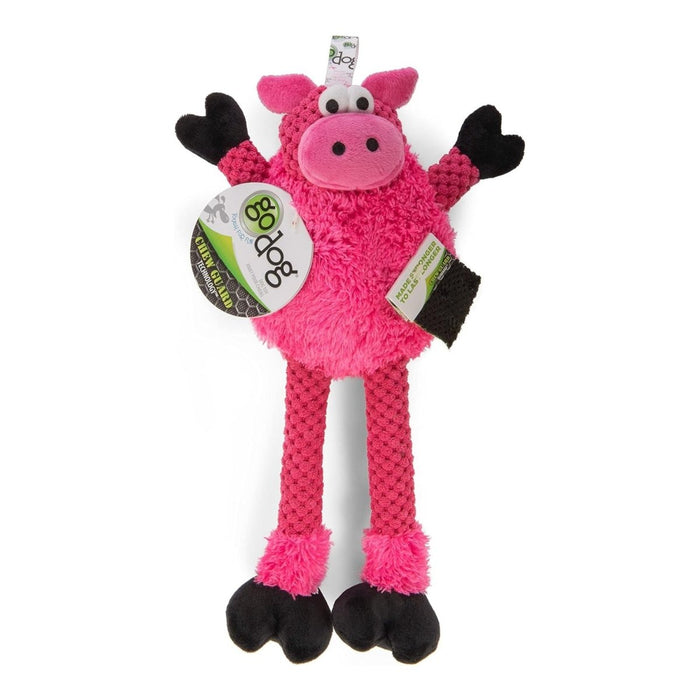 Godog Checkers Skinny Pig Dog Toy Pink Mini - Petsplace.store