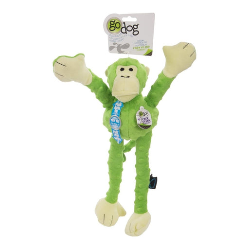 Godog Crazy Tugs Monkey Dog Toy Green Large - Petsplace.store