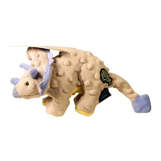 Godog Dinos Frills The Triceratops Dog Toy Gray Small - Petsplace.store