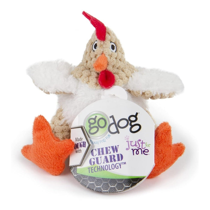 Godog Just For Me Sitting Rooster Dog Toy White Mini - Petsplace.store