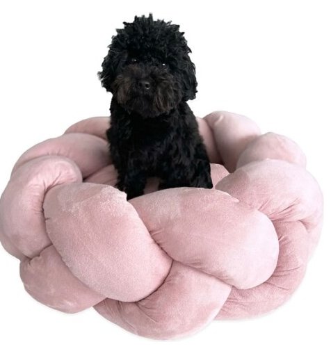 Goo - Eez Round Braided Suede Pet Bed Pink 24in. - Petsplace.store