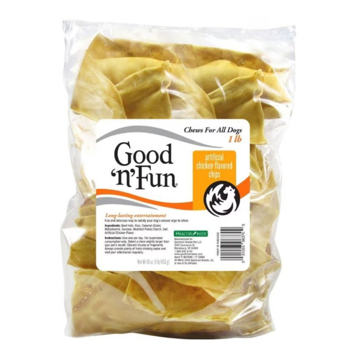 Good 'N' Fun Beefhide Chips Chicken 1Lbs. - Petsplace.store