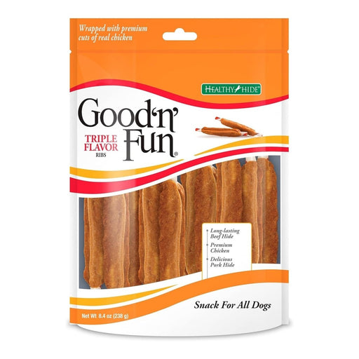 Good 'N' Fun Triple Flavor Ribs Pork/Beef/Chicken 8oz. - Petsplace.store